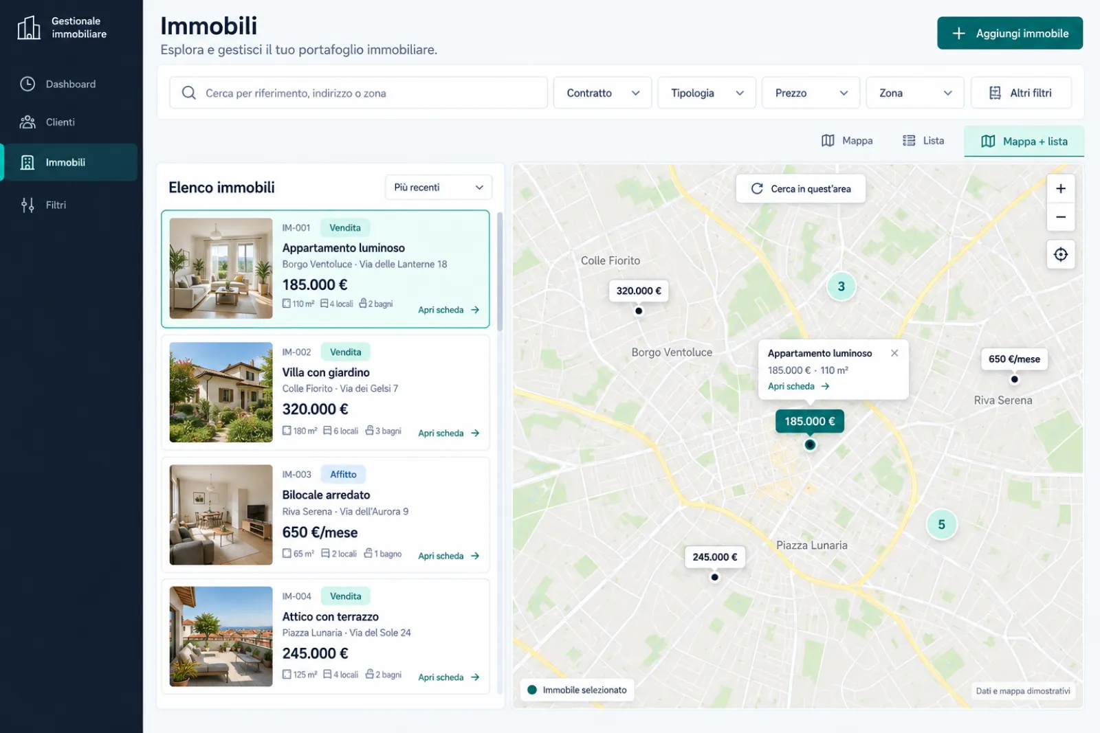 Mappa degli immobili registrati
